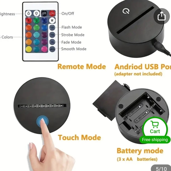 Modern Patterned Turtle 3D LED Night Light with Remote Control - USB Powered - Picture 8 of 8